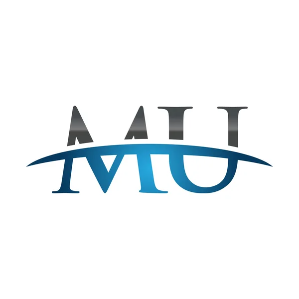 Початкова літера MU синій флеш логотип флеша — стоковий вектор