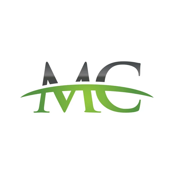 Carta inicial MC logotipo swoosh verde logotipo swoosh — Vetor de Stock