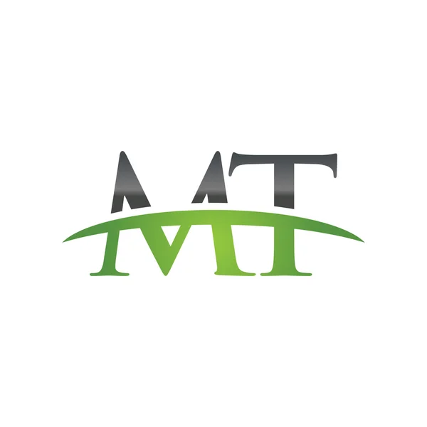 İlk harf Mt yeşil swoosh logo logo swoosh — Stok Vektör