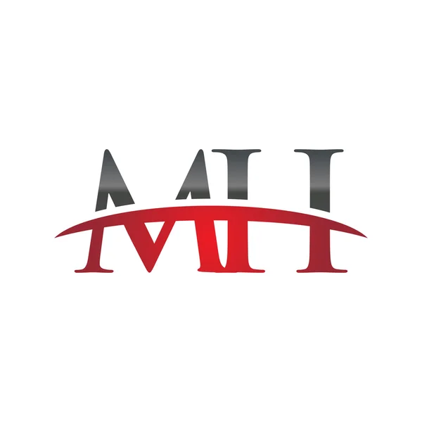 Letra inicial MH logo swoosh rojo logotipo swoosh — Vector de stock