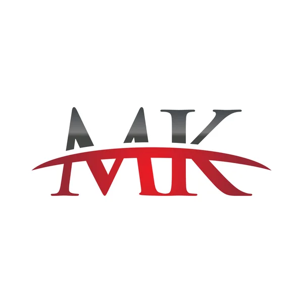 Eredeti levél Mk piros swoosh logó swoosh logó — Stock Vector