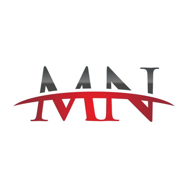 Letra inicial MN logotipo swoosh vermelho logotipo swoosh — Vetor de Stock