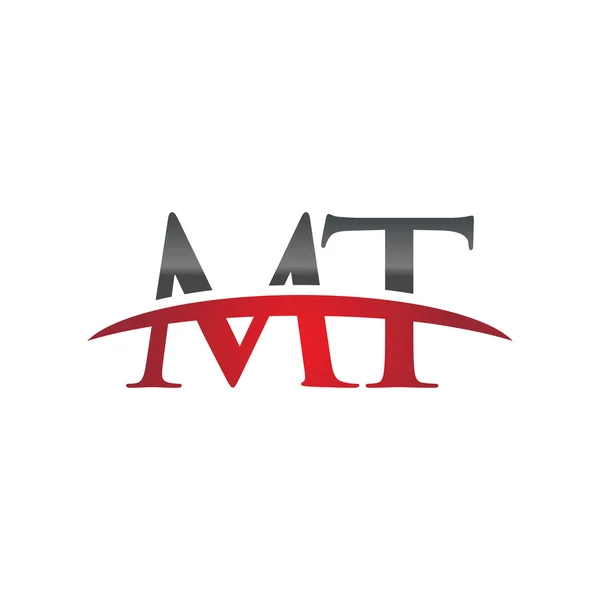 Carta inicial MT logotipo swoosh vermelho logotipo swoosh —  Vetores de Stock