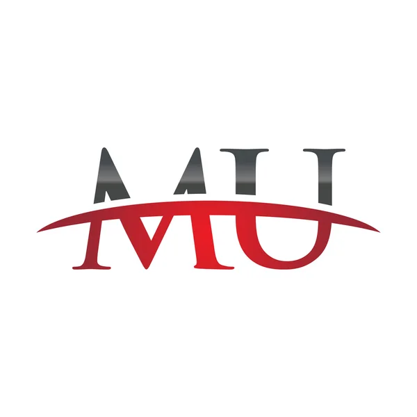 Letra inicial MU rojo swoosh logo swoosh logo — Vector de stock