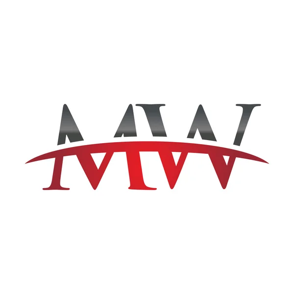 Αρχικό γράμμα Mw κόκκινο swoosh λογότυπο swoosh λογότυπο — Διανυσματικό Αρχείο