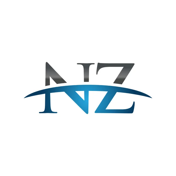 Anfangsbuchstabe nz blue swoosh logo swoosh logo — Stockvektor