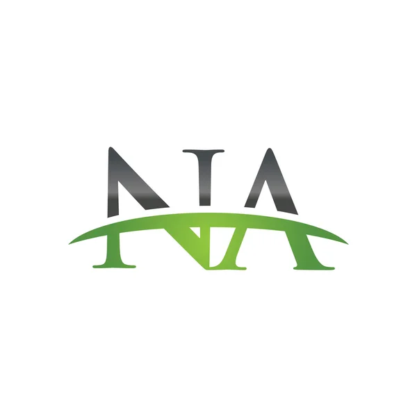 İlk harf Na yeşil swoosh logo logo swoosh — Stok Vektör