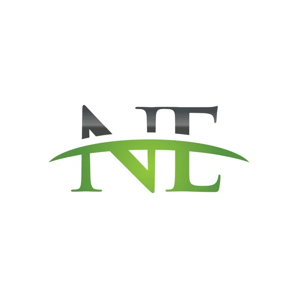İlk harf Ne yeşil swoosh logo logo swoosh — Stok Vektör