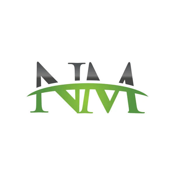 İlk harf Nm yeşil swoosh logo logo swoosh — Stok Vektör