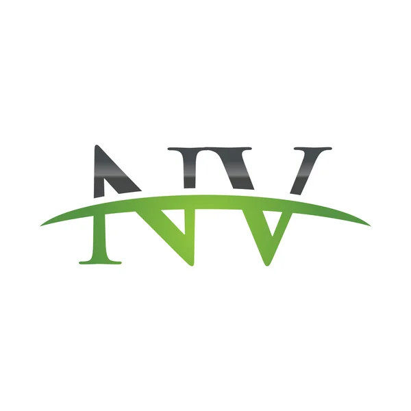Počáteční písmeno Nv zelené swoosh logo swoosh logo — Stockový vektor