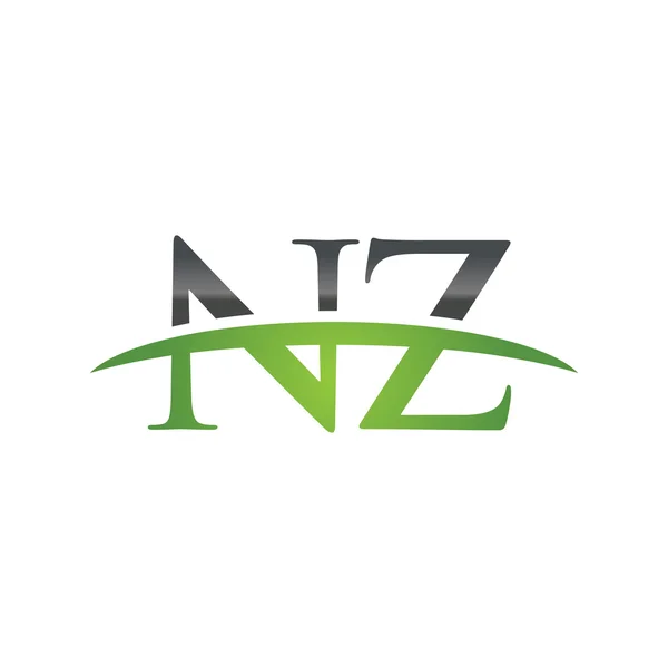 Anfangsbuchstabe nz grün swoosh logo swoosh logo — Stockvektor