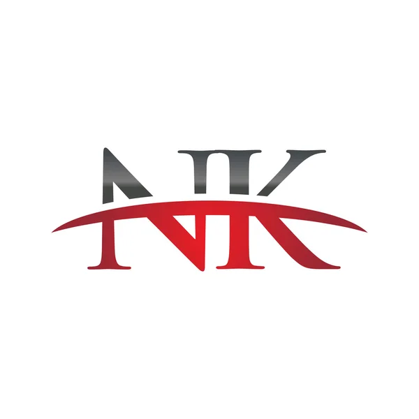 Počáteční písmeno Nk červená swoosh logo swoosh logo — Stockový vektor