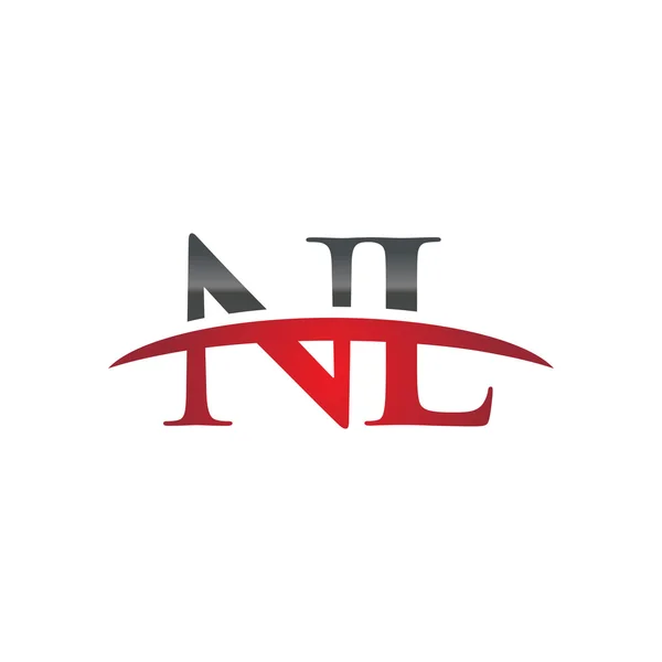 Počáteční písmeno Nl červená swoosh logo swoosh logo — Stockový vektor