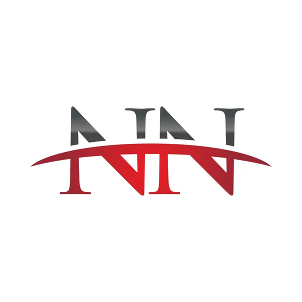 İlk harf Nn red swoosh logo logo swoosh — Stok Vektör