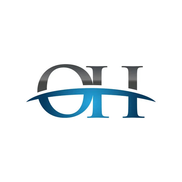 İlk harf Oh mavi swoosh logo logo swoosh — Stok Vektör