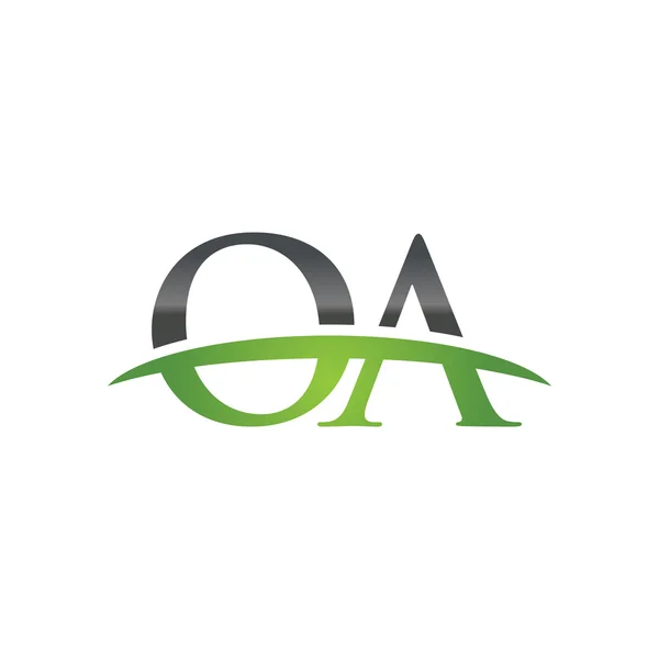 首字母 Oa 绿色耐克标志耐克标志 — 图库矢量图片