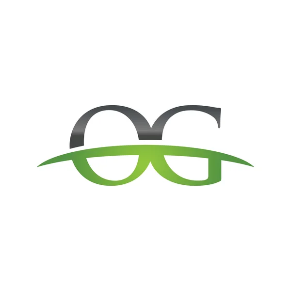 Letra inicial OG verde swoosh logo swoosh logo — Vector de stock