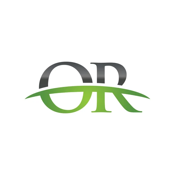 Initial letter OR green swoosh logo swoosh logo — Stock Vector