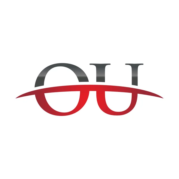 Literą Ou czerwonym logo swoosh swoosh logo — Wektor stockowy