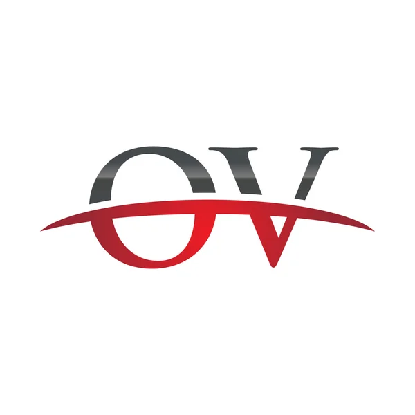Первоначальная буква OV красный swoosh логотип swoosh логотип — стоковый вектор