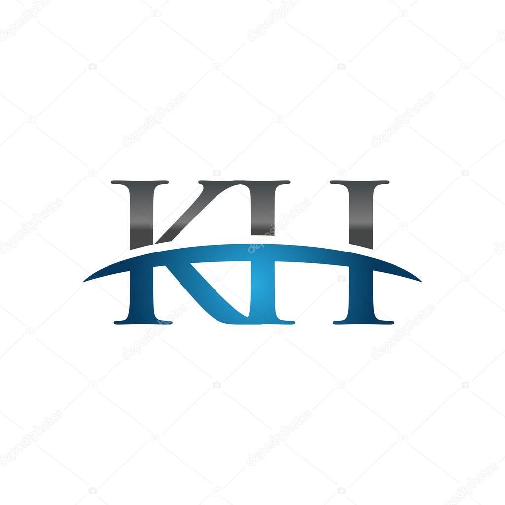 Initial letter KH with swoosh logo template