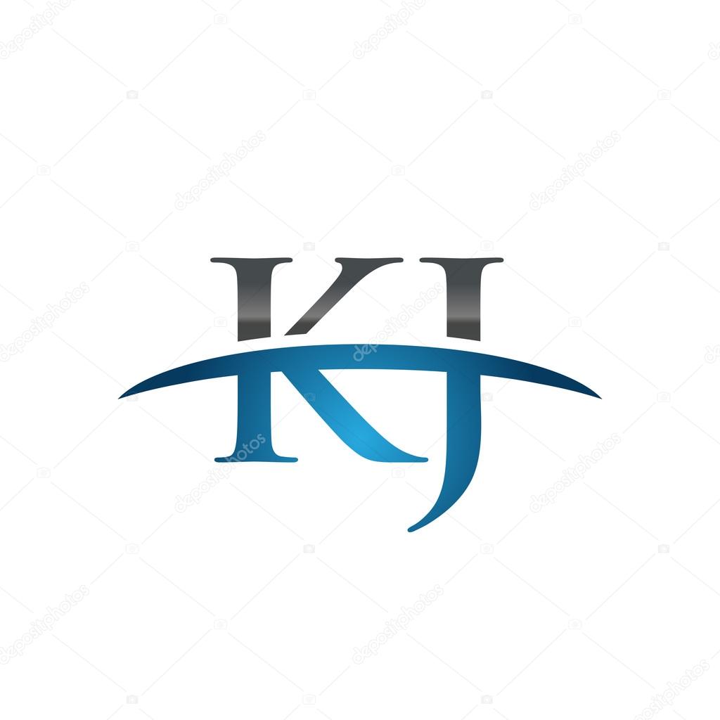 Initial letter KJ with swoosh logo template