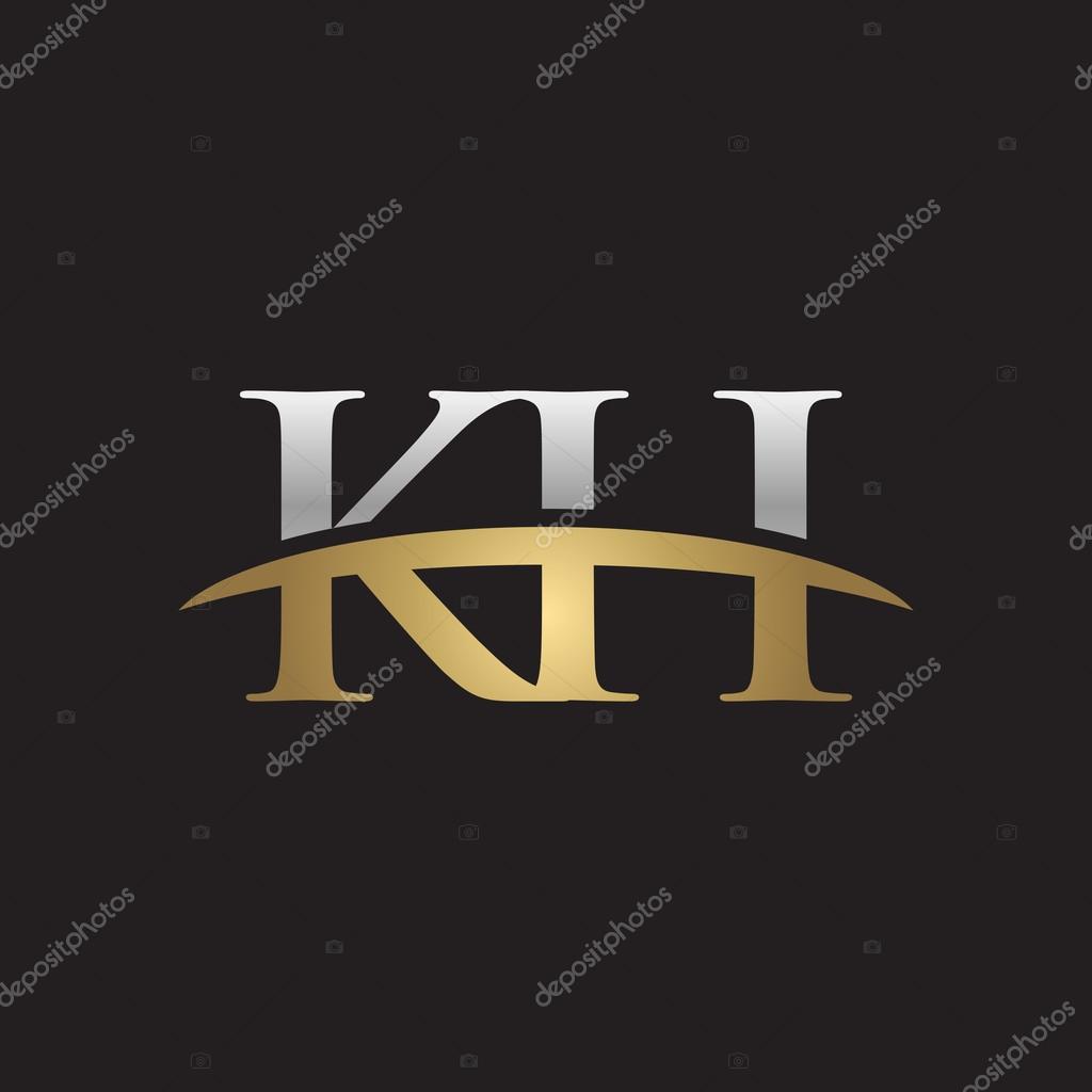 Initial letter KH with swoosh logo template