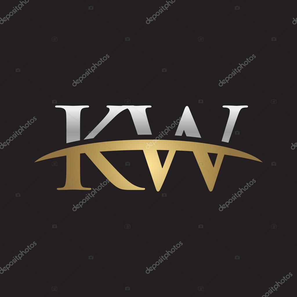 Initial letter KW with swoosh logo template