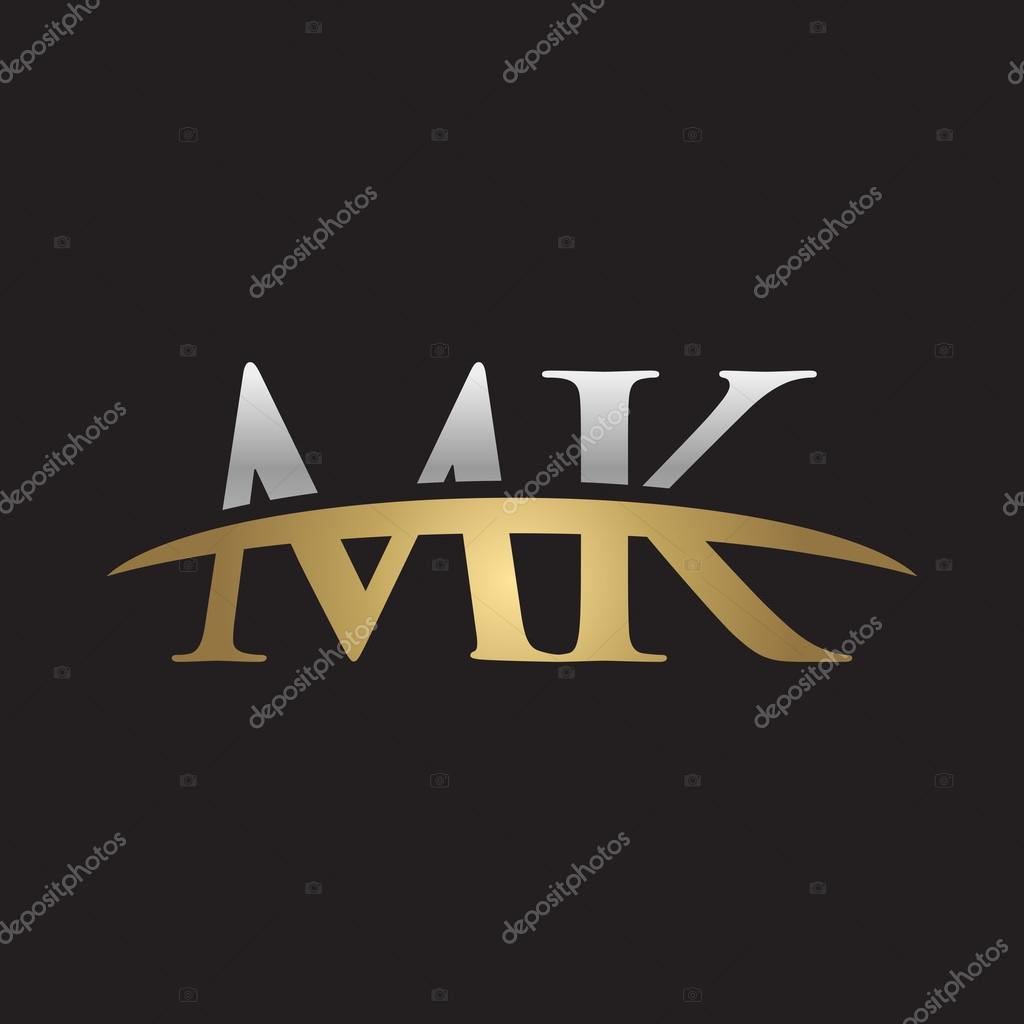 Initial letter MK with swoosh logo template