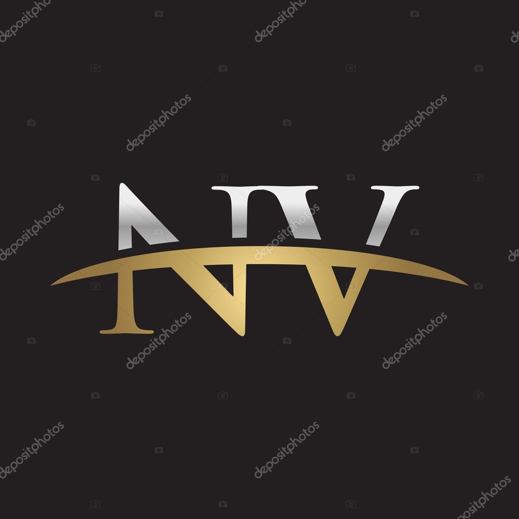 Initial letter NV with swoosh logo template