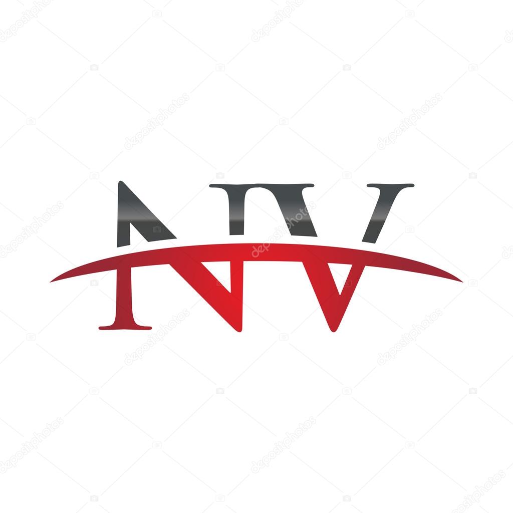 Initial letter NV with swoosh logo template