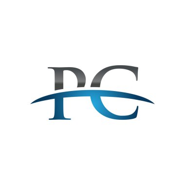 İlk harf Pc mavi swoosh logo logo swoosh 