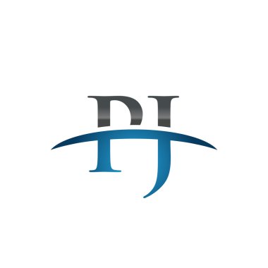 İlk harf Pj mavi swoosh logo logo swoosh 