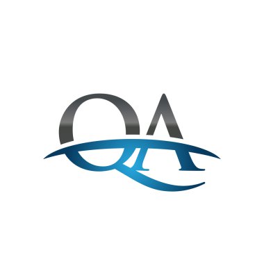 İlk harf Qa mavi swoosh logo logo swoosh 