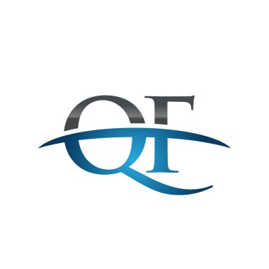 İlk harf Qf mavi swoosh logo logo swoosh 