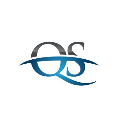 İlk harf Qs mavi swoosh logo logo swoosh 