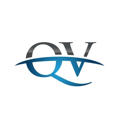 İlk harf Qv mavi swoosh logo logo swoosh 