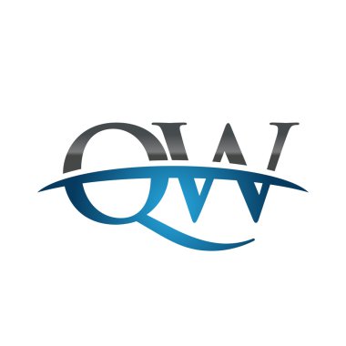 İlk harf Qw mavi swoosh logo logo swoosh 