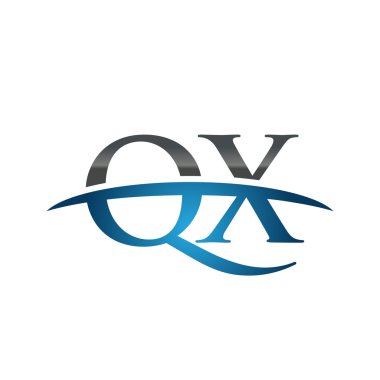 İlk harf Qx mavi swoosh logo logo swoosh 