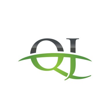 İlk harf Qj yeşil swoosh logo logo swoosh
