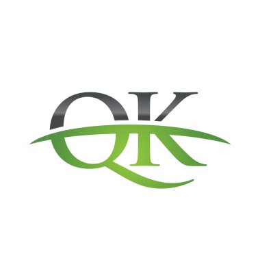 İlk harf Qk yeşil swoosh logo logo swoosh