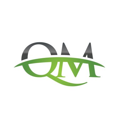 İlk harf Qm yeşil swoosh logo logo swoosh