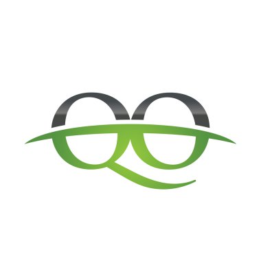 İlk harf Qo yeşil swoosh logo logo swoosh