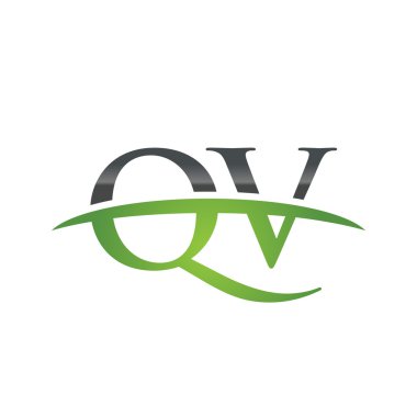 İlk harf Qv yeşil swoosh logo logo swoosh
