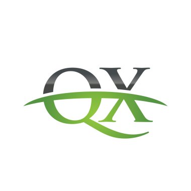 İlk harf Qx yeşil swoosh logo logo swoosh