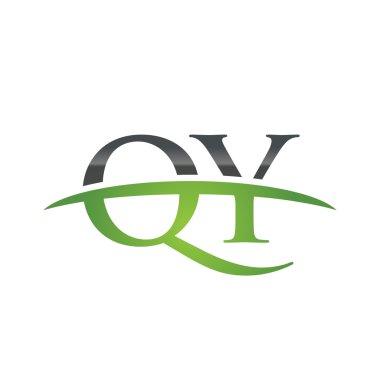 İlk harf Qy yeşil swoosh logo logo swoosh