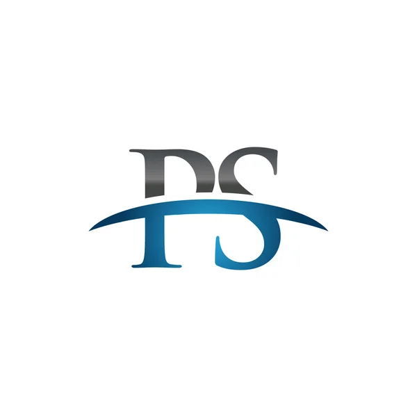 Initial letter PS blue swoosh logo swoosh logo — Stock Vector