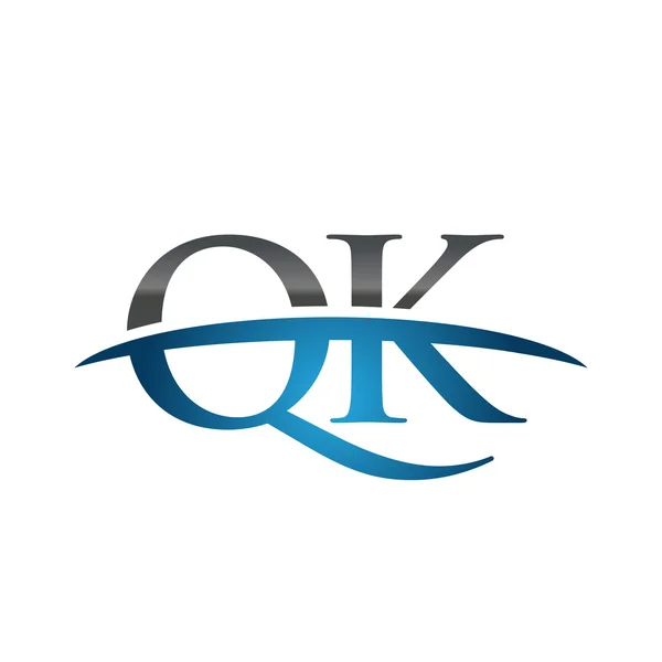 Начальная буква QK blue swoosh logo swoosh logo — стоковый вектор