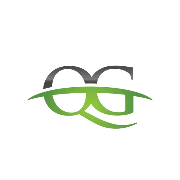 Letra inicial QG verde swoosh logo swoosh logo — Vector de stock