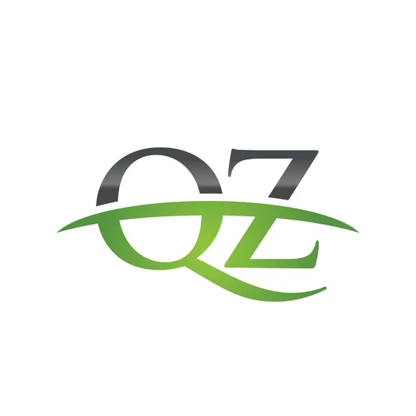 Initial letter QZ green swoosh logo swoosh logo — Stock Vector